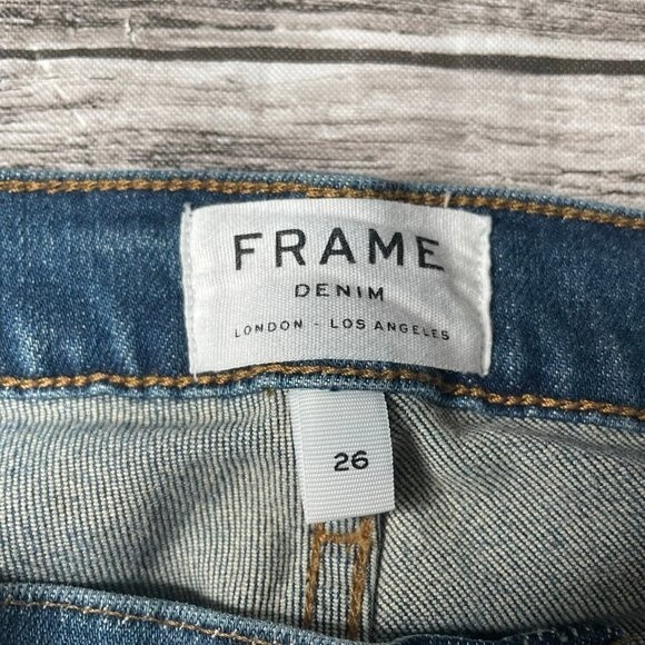 Frame Denim Le Garcon Crop Jeans Mt. Snow Medium Blue Size 26 Pockets Ankle Zip - Picture 7 of 12